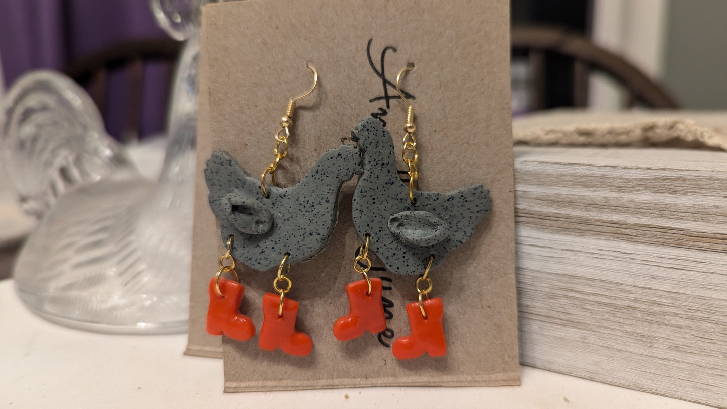 Chicken in boots- Gray Pebble dash