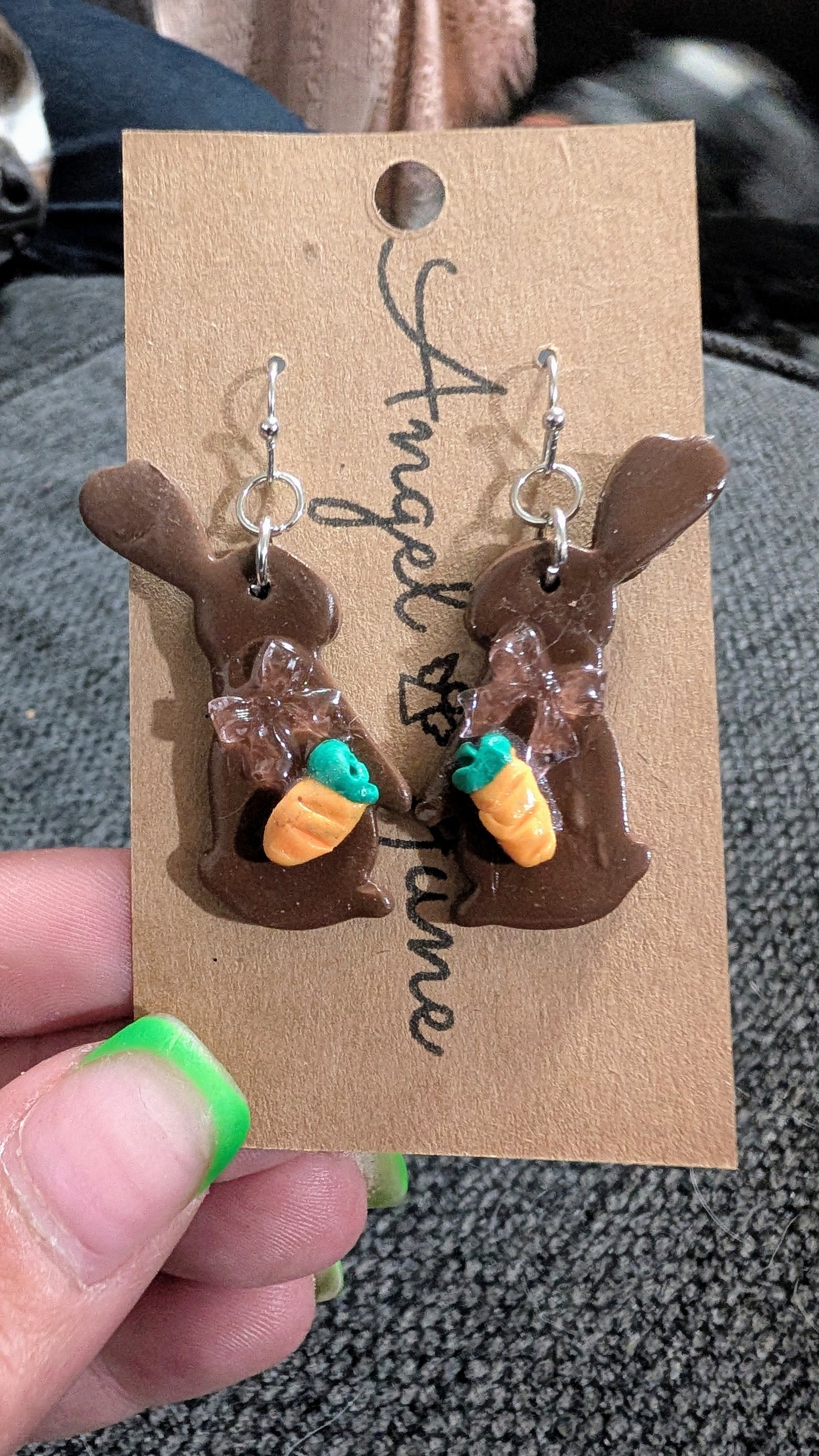 Hoppy chocolate bunny with pink ribbon