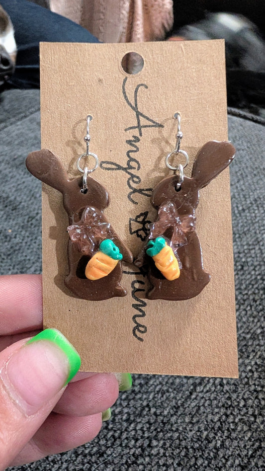 Hoppy chocolate bunny with pink ribbon